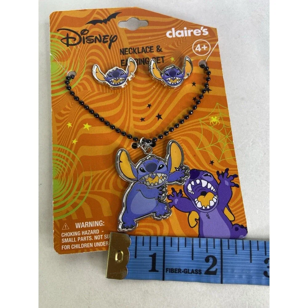 Disney Stitch Halloween Earrings and Necklace Set NEW